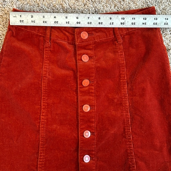 Chocolate USA Burnt Orange Corduroy Button-Front Retro Y2K Mini Skirt Sz S - Picture 7 of 8